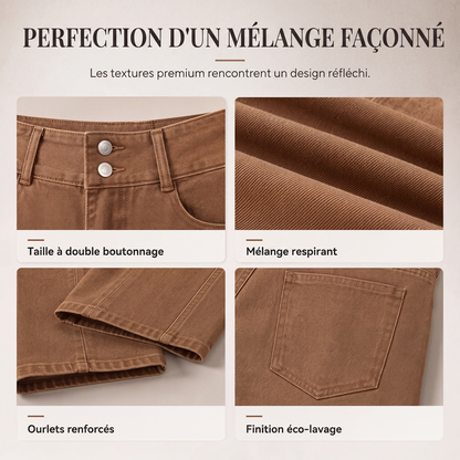 Jeans décontractés taille haute jambe large pour femme