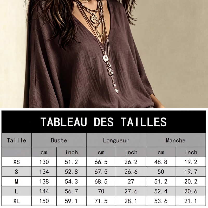 Blouse féminine col V drapé et fluide