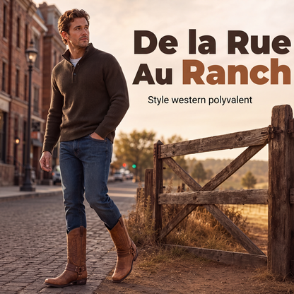 Bottes de cowboy western à bout carré pour hommes