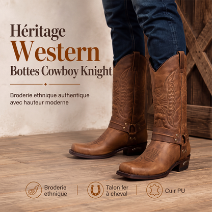 Bottes de cowboy western à bout carré pour hommes