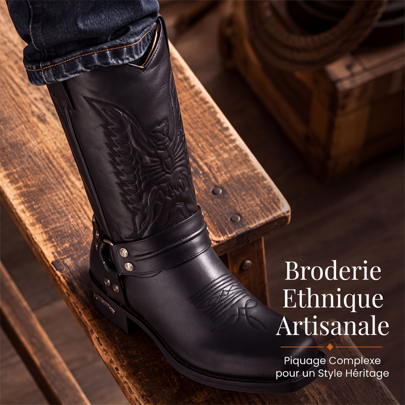 Bottes de cowboy western à bout carré pour hommes