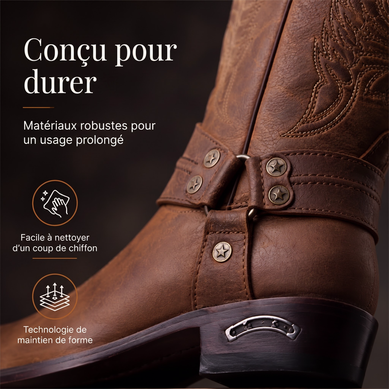 Bottes de cowboy western à bout carré pour hommes
