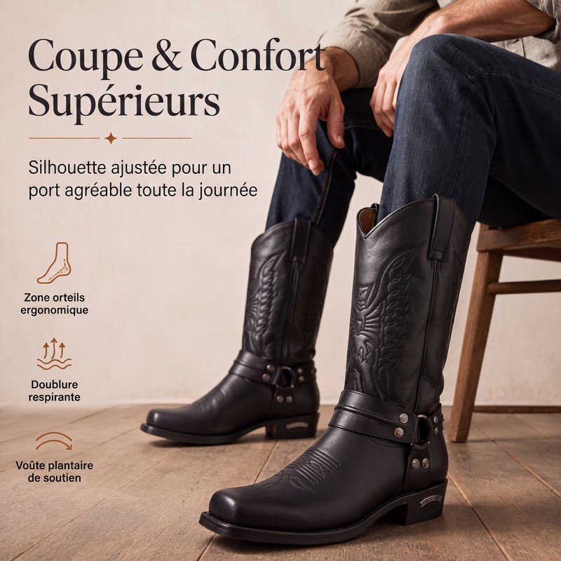 Bottes de cowboy western à bout carré pour hommes