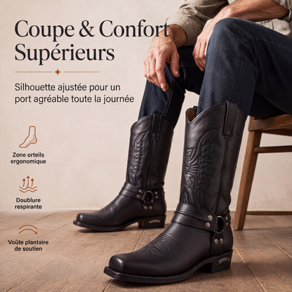 Bottes de cowboy western à bout carré pour hommes