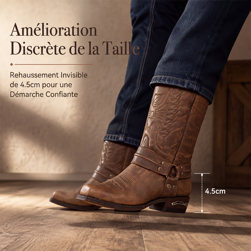 Bottes de cowboy western à bout carré pour hommes