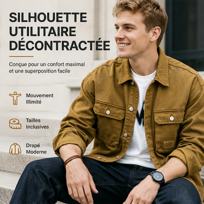 Veste cargo classique coupe ample pour homme