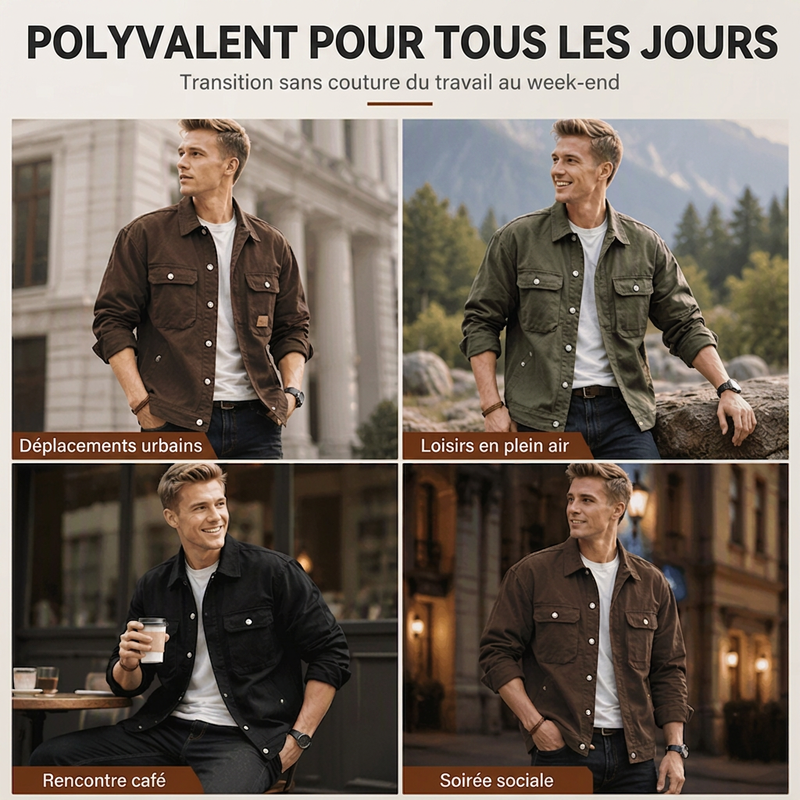 Veste cargo classique coupe ample pour homme