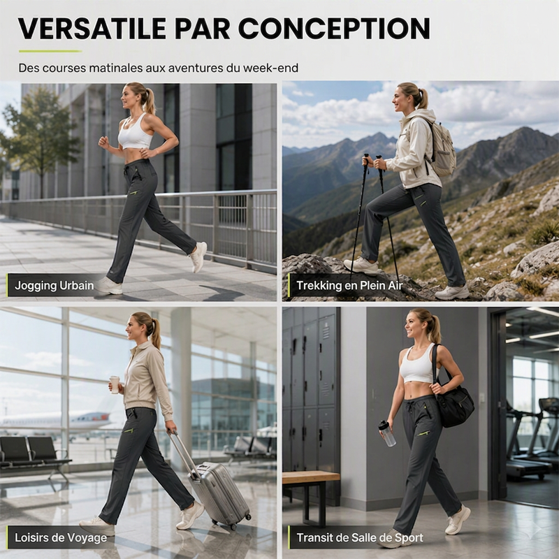 Pantalons de sport décontractés pour femme avec poches zippées