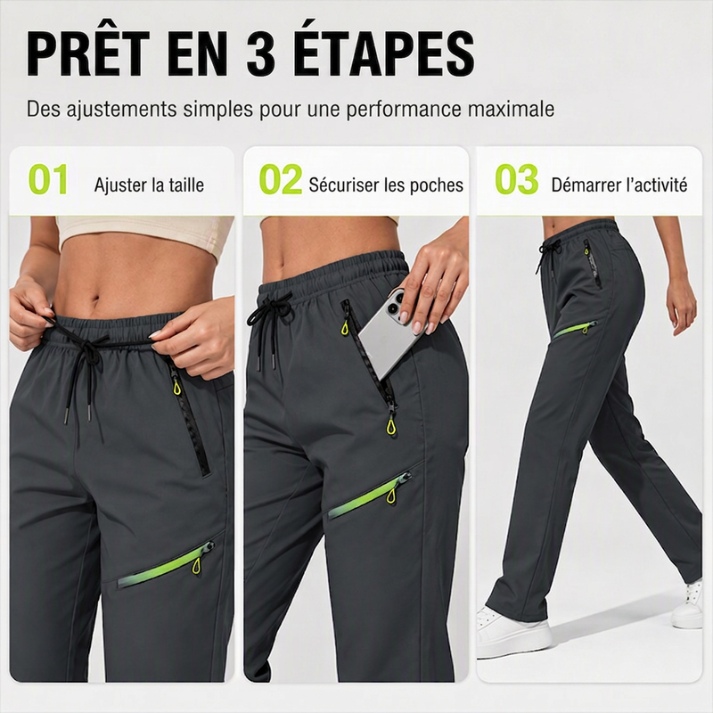 Pantalons de sport décontractés pour femme avec poches zippées