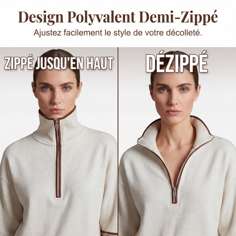 Ensemble de survêtement à demi-zip pour femme