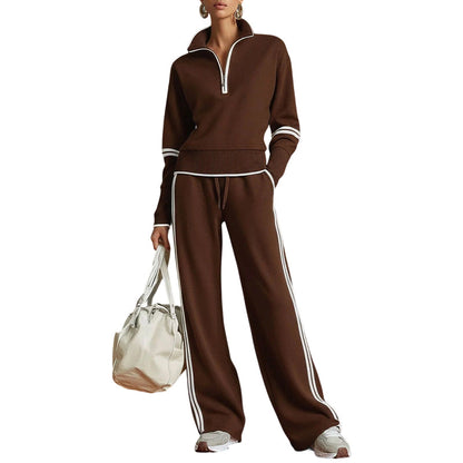 Ensemble de survêtement à demi-zip pour femme
