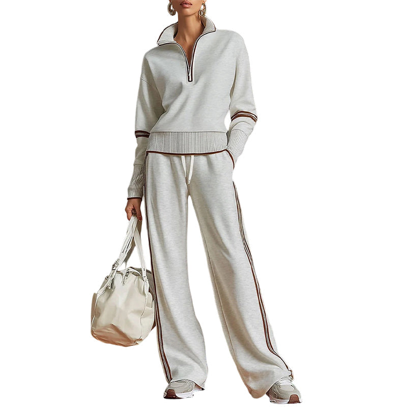 Ensemble de survêtement à demi-zip pour femme