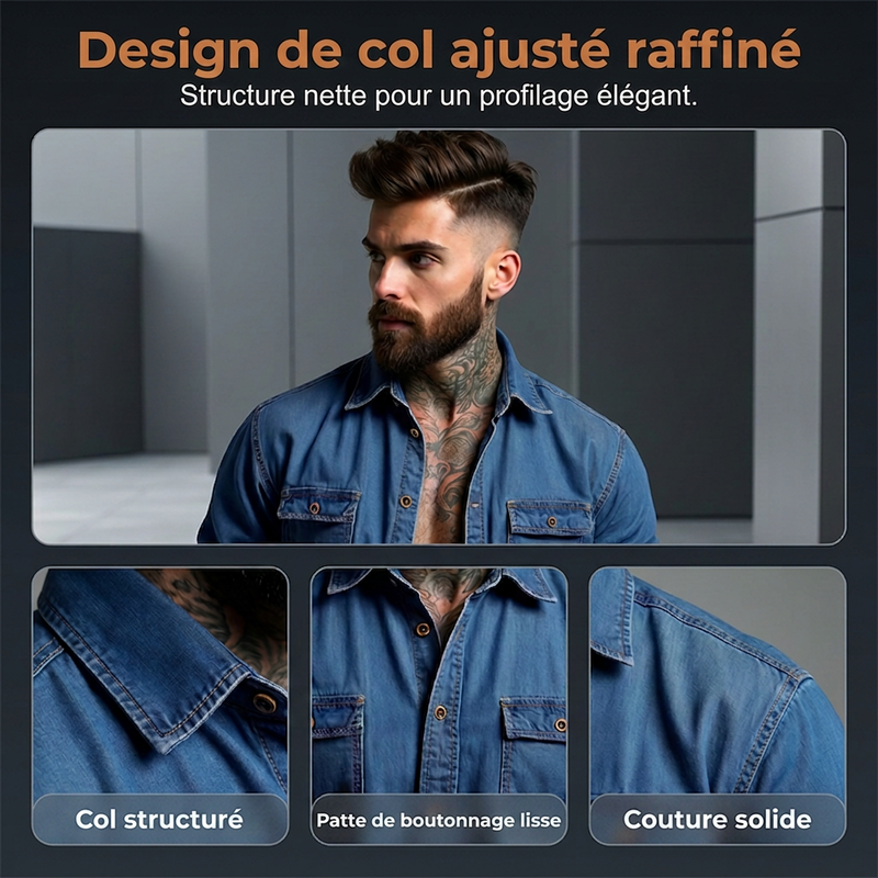 Chemise en jean à manches longues pour homme, cardigan décontracté à boutons