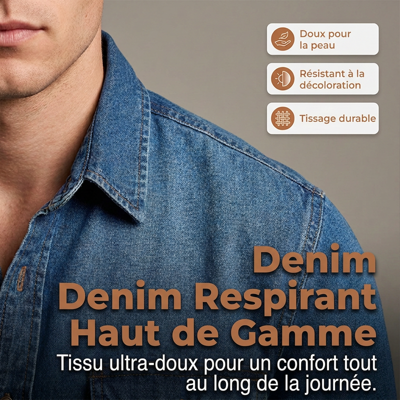 Chemise en jean à manches longues pour homme, cardigan décontracté à boutons