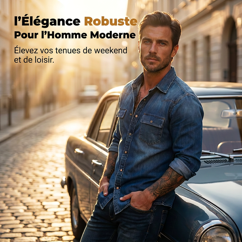 Chemise en jean à manches longues pour homme, cardigan décontracté à boutons