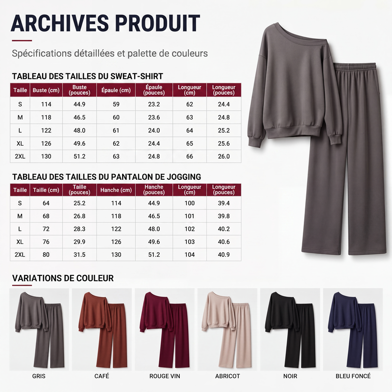 🌸 OFFRE LIMITÉE –50% ! ✨ Ensemble 2 pièces sweat-shirt et pantalon de survêtement pour femme