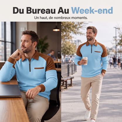 📢📢50 % DE RÉDUCTION !! ⏰ Sweat décontracté pour homme en maille gaufrette à quart de zip