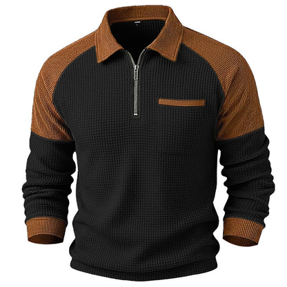 📢📢50 % DE RÉDUCTION !! ⏰ Sweat décontracté pour homme en maille gaufrette à quart de zip