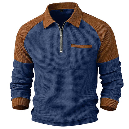 📢📢50 % DE RÉDUCTION !! ⏰ Sweat décontracté pour homme en maille gaufrette à quart de zip