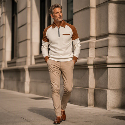 📢📢50 % DE RÉDUCTION !! ⏰ Sweat décontracté pour homme en maille gaufrette à quart de zip