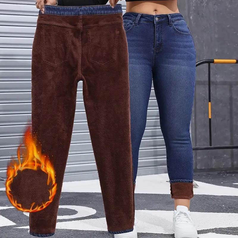 🌸 OFFRE LIMITÉE –50% ! ✨ Jean skinny pour femme, très extensible, doublé de peluche