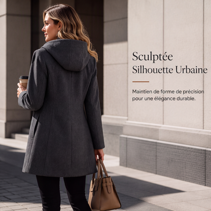 Manteau à capuche chaud à double boutonnage pour femme
