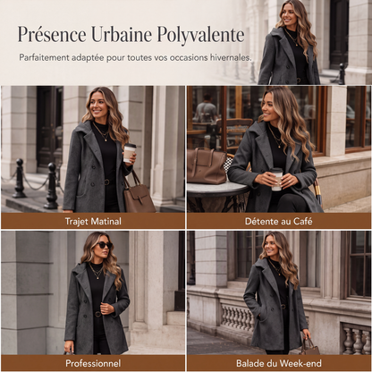 Manteau à capuche chaud à double boutonnage pour femme