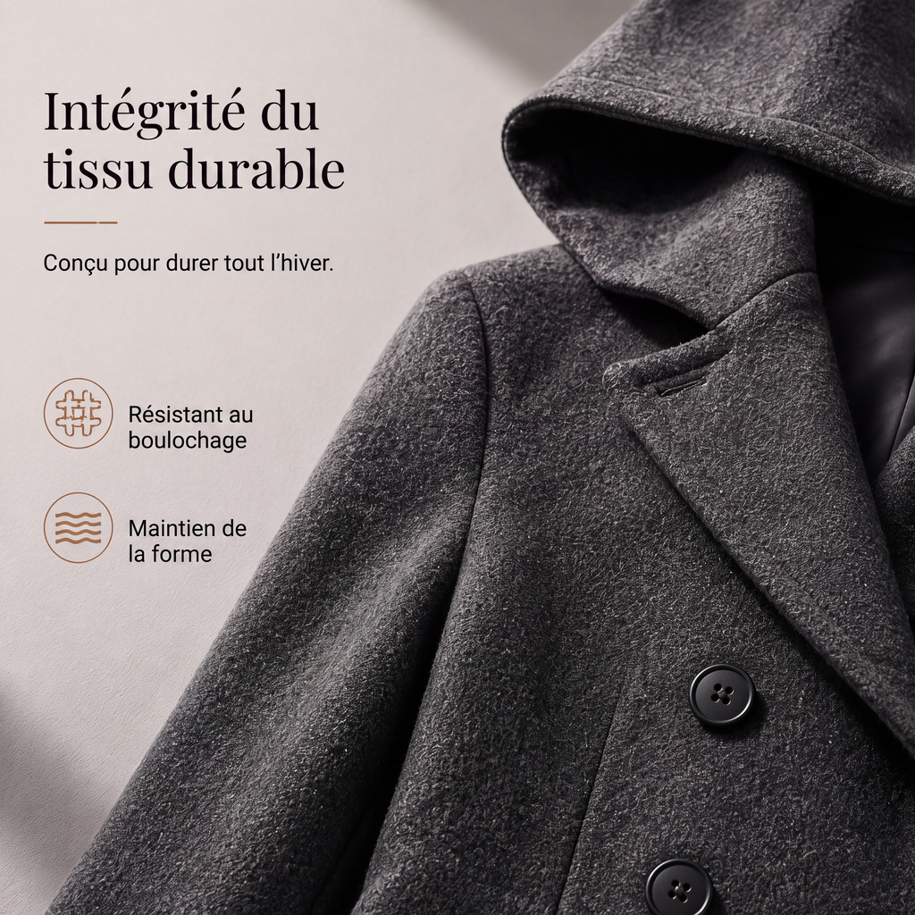 Manteau à capuche chaud à double boutonnage pour femme