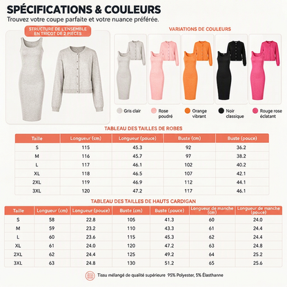 Ensemble robe camisole élégante et veste courte pour femme