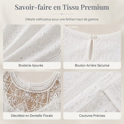 T-shirt à manches longues pour femme avec patchwork en dentelle