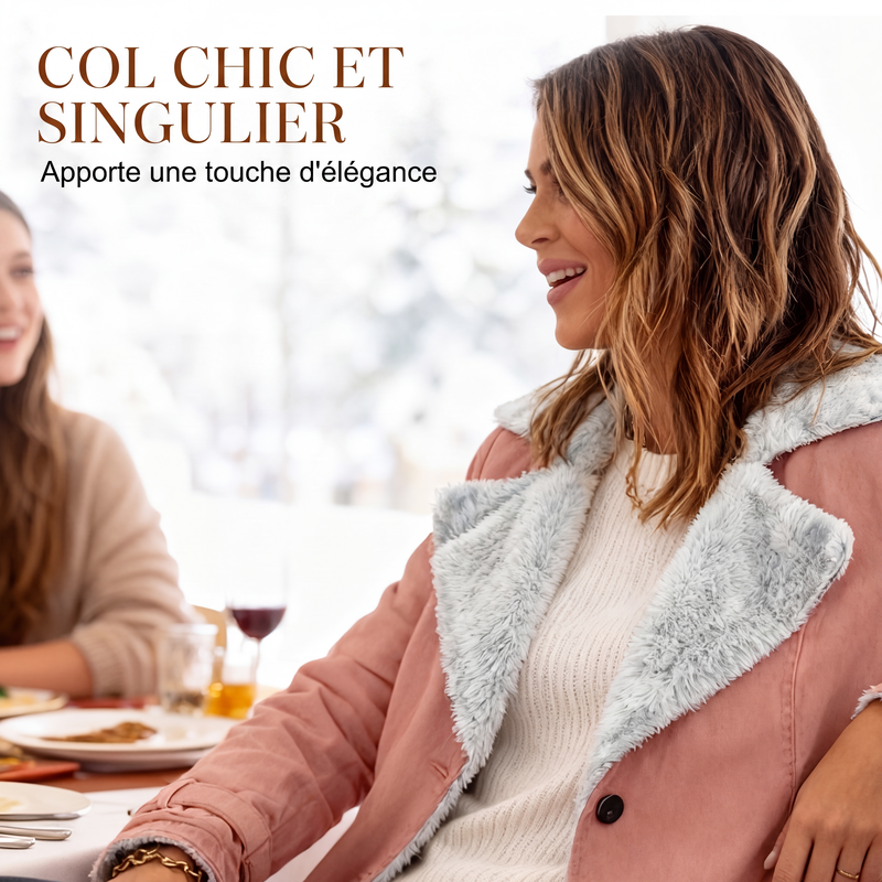 Veste chaude et chic pour femme avec col à revers