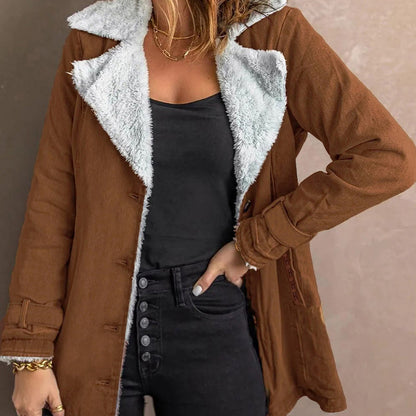 Veste chaude et chic pour femme avec col à revers