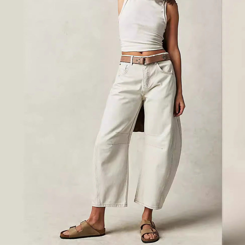 🌸 OFFRE LIMITÉE –50% ! ✨ Jean rétro pour femme, taille mi-haute, coupe arrondie et jambes larges