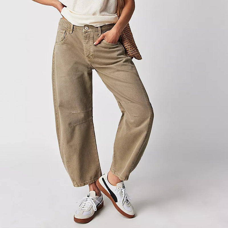🌸 OFFRE LIMITÉE –50% ! ✨ Jean rétro pour femme, taille mi-haute, coupe arrondie et jambes larges