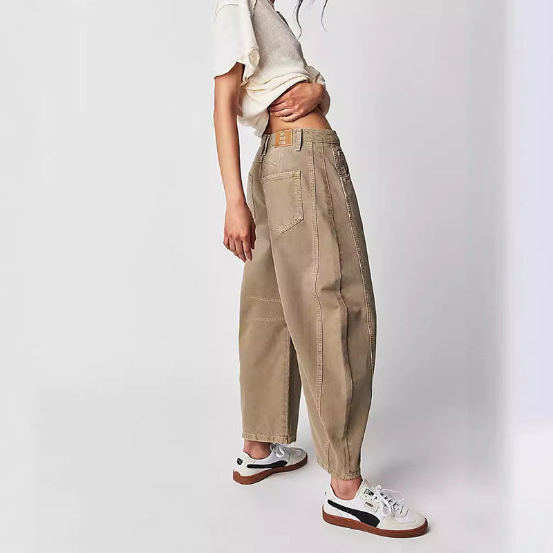 🌸 OFFRE LIMITÉE –50% ! ✨ Jean rétro pour femme, taille mi-haute, coupe arrondie et jambes larges