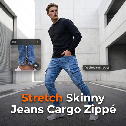 📢📢50 % DE RÉDUCTION !! ⏰ Jean cargo stretch ajusté skinny pour homme