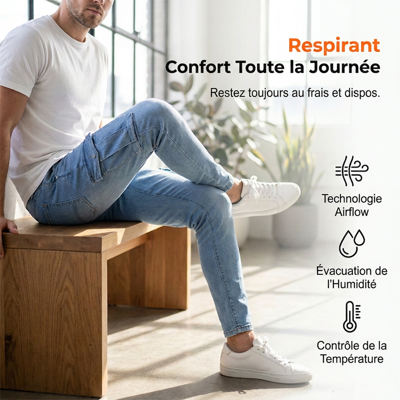 📢📢50 % DE RÉDUCTION !! ⏰ Jean cargo stretch ajusté skinny pour homme