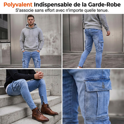 📢📢50 % DE RÉDUCTION !! ⏰ Jean cargo stretch ajusté skinny pour homme
