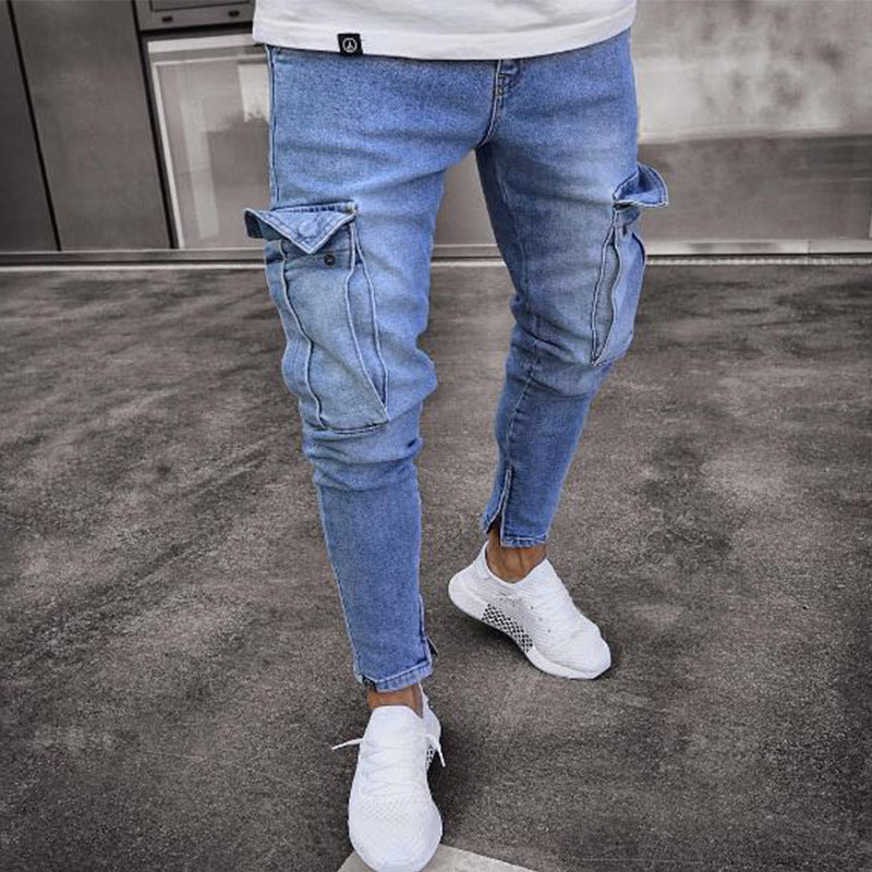 📢📢50 % DE RÉDUCTION !! ⏰ Jean cargo stretch ajusté skinny pour homme