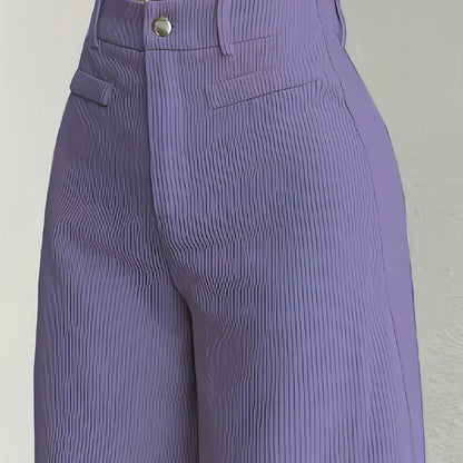 Pantalon large en velours côtelé à taille haute pour femme 