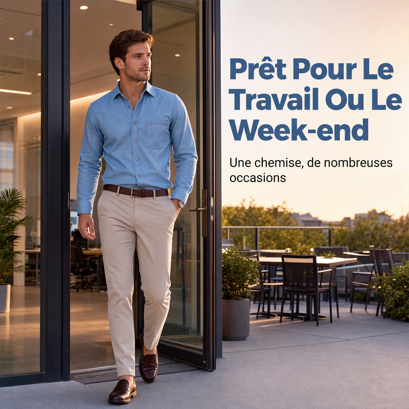 📢📢50 % DE RÉDUCTION !! ⏰ Chemise en jean décontractée à manches longues pour homme