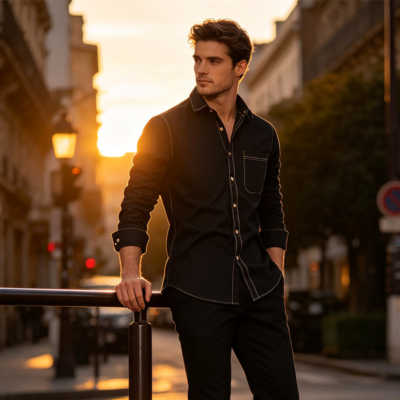 📢📢50 % DE RÉDUCTION !! ⏰ Chemise en jean décontractée à manches longues pour homme