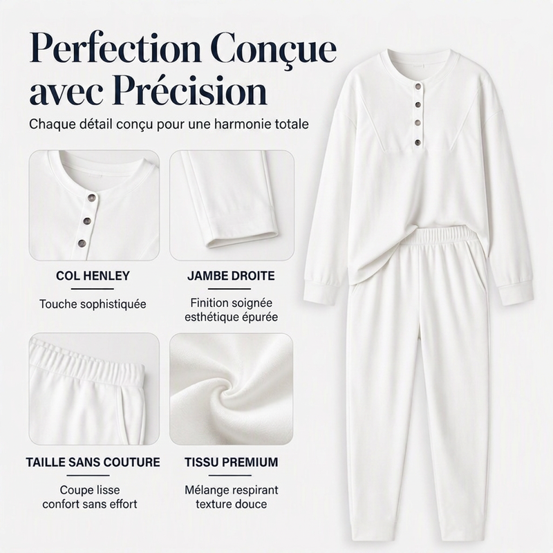 🌸 OFFRE LIMITÉE –50% ! ✨ Ensemble sweat à demi-boutons et pantalon de survêtement pour femme