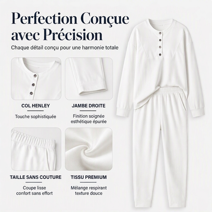 🌸 OFFRE LIMITÉE –50% ! ✨ Ensemble sweat à demi-boutons et pantalon de survêtement pour femme