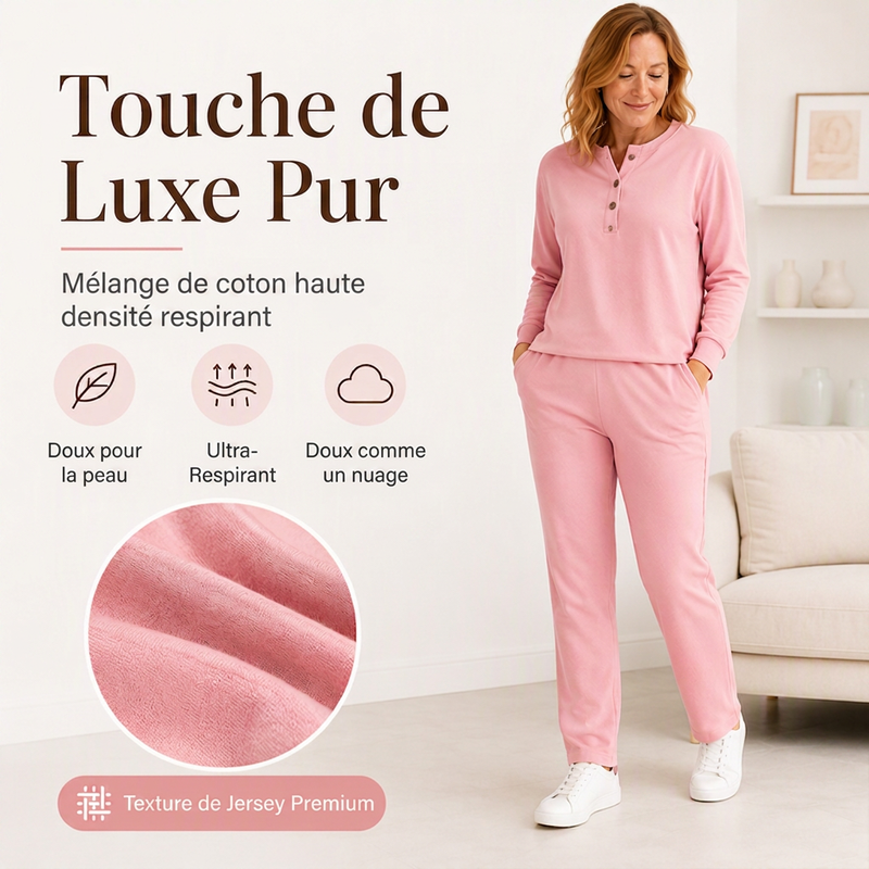 🌸 OFFRE LIMITÉE –50% ! ✨ Ensemble sweat à demi-boutons et pantalon de survêtement pour femme