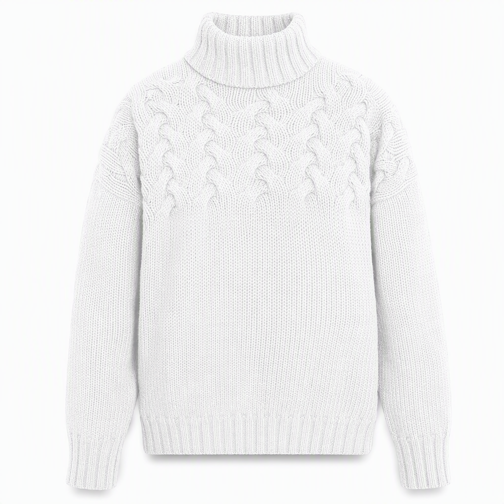 Pull en maille col roulé décontracté de couleur unie