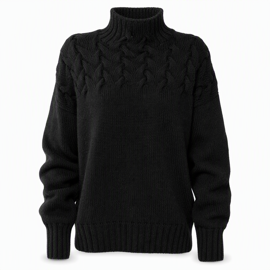 Pull en maille col roulé décontracté de couleur unie