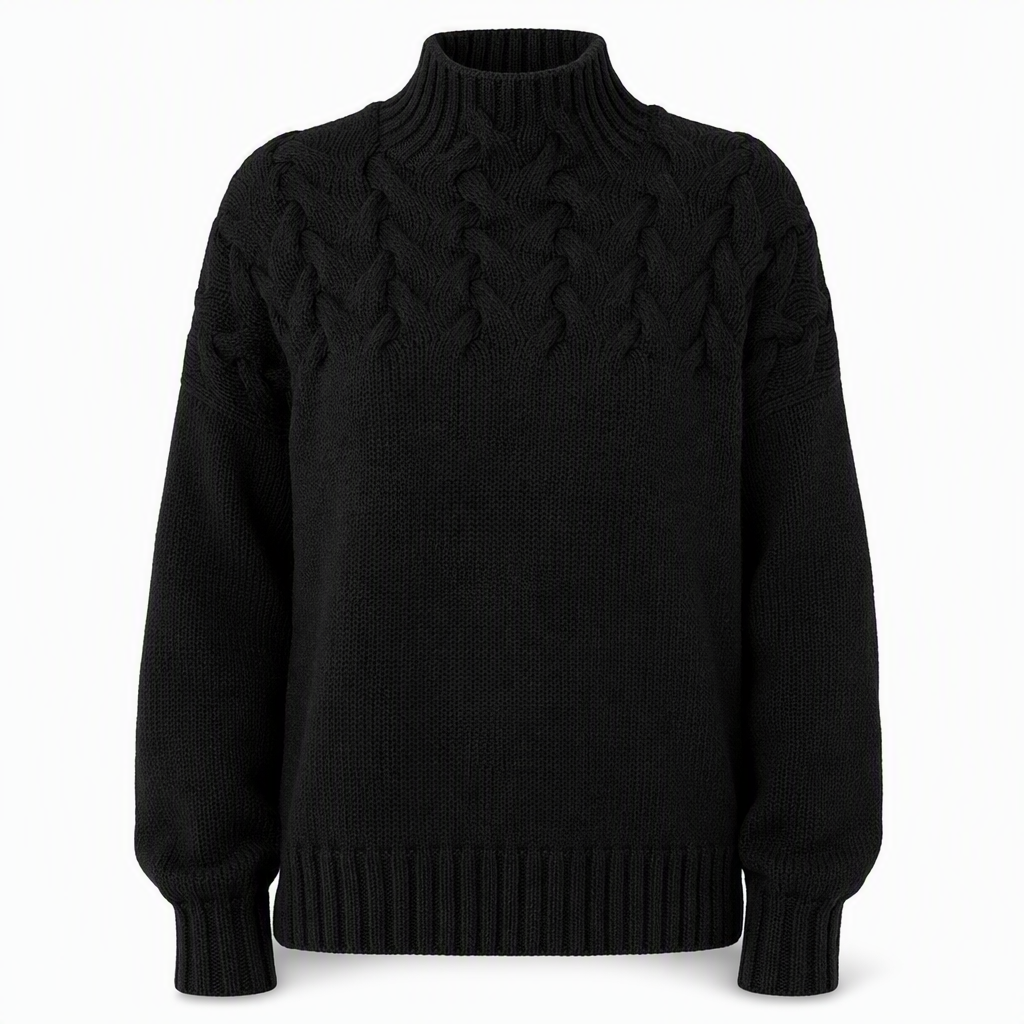 Pull en maille col roulé décontracté de couleur unie