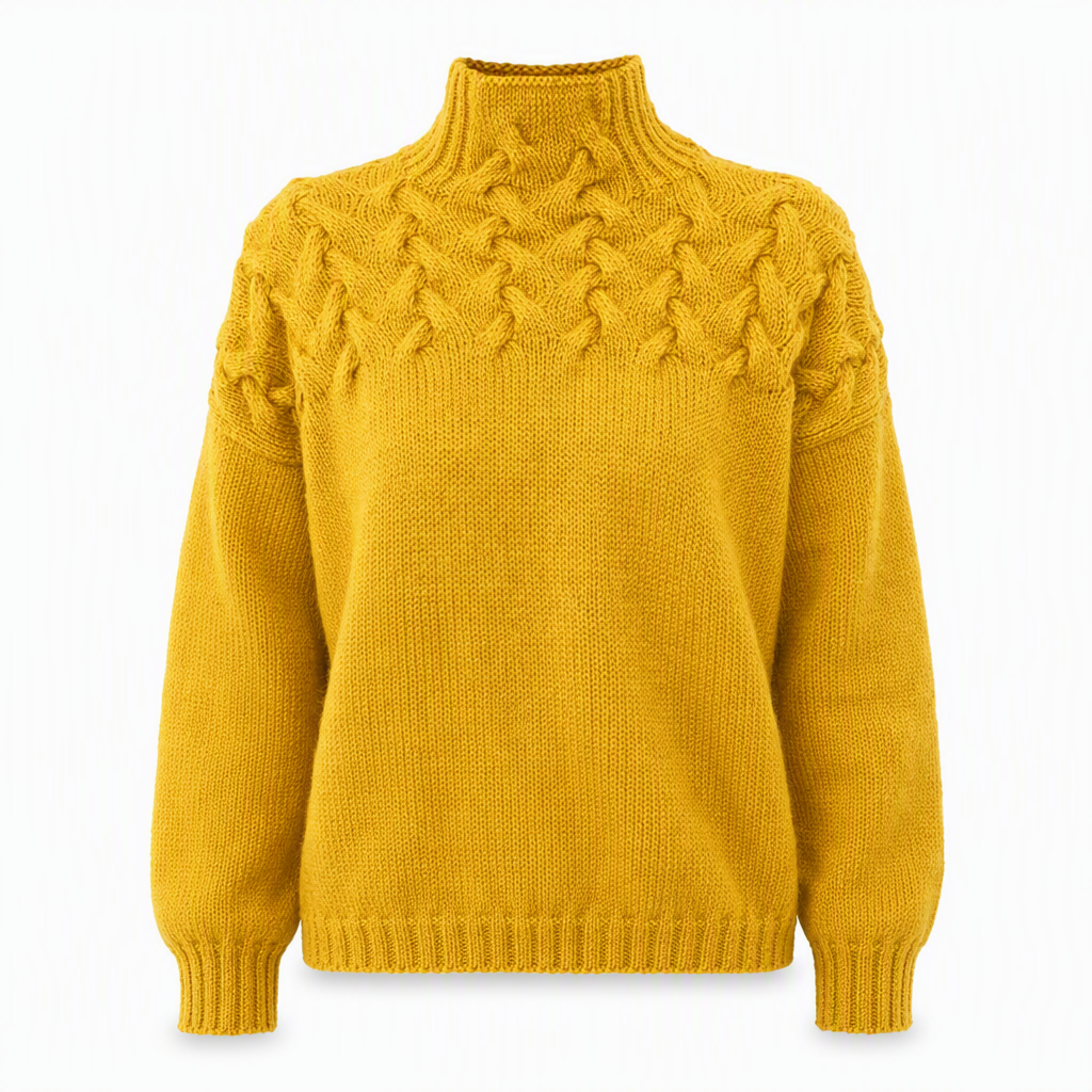Pull en maille col roulé décontracté de couleur unie