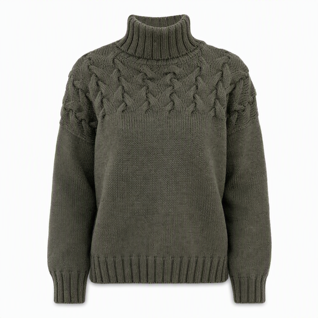 Pull en maille col roulé décontracté de couleur unie